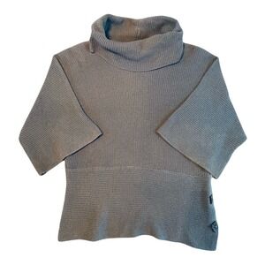 Putorti Cowl Neck Sweater Women S/M Taupe Ribbed Short Sleeve Cotton Knit Canada